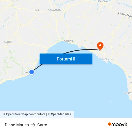 Diano Marina to Carro map
