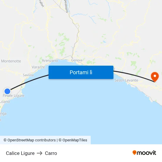 Calice Ligure to Carro map