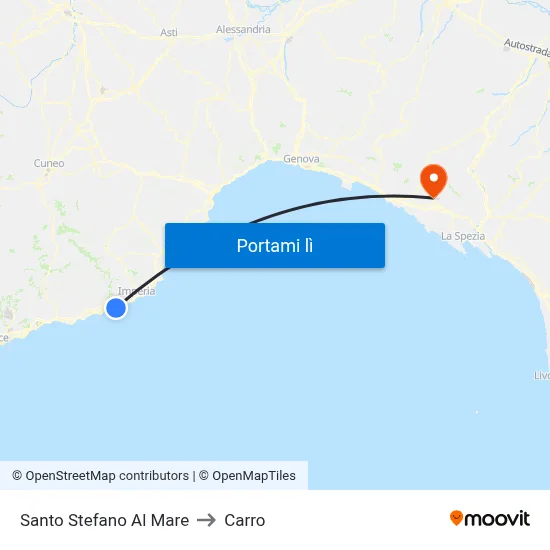 Santo Stefano Al Mare to Carro map