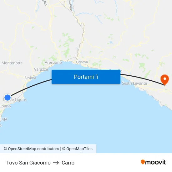 Tovo San Giacomo to Carro map