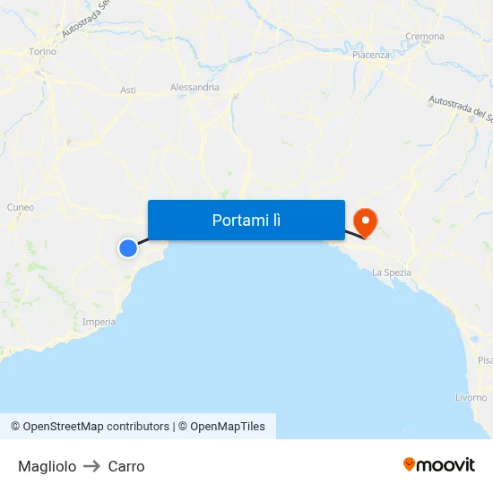 Magliolo to Carro map