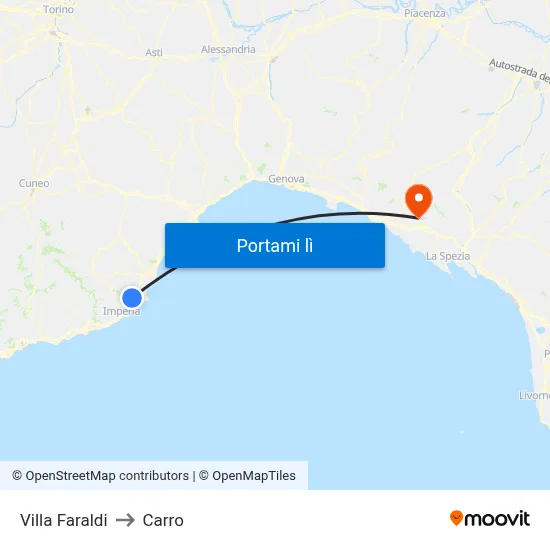 Villa Faraldi to Carro map