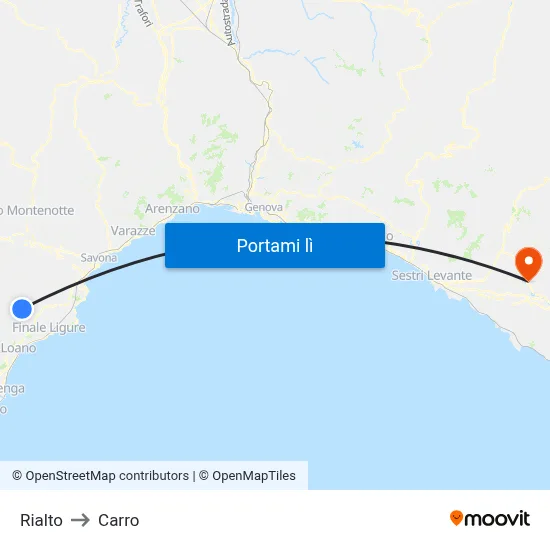 Rialto to Carro map