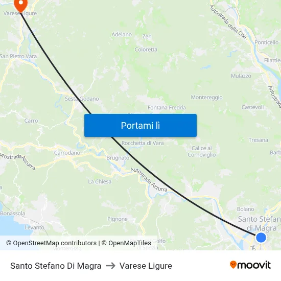 Santo Stefano Di Magra to Varese Ligure map