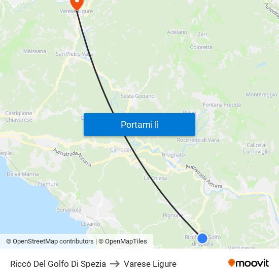 Riccò Del Golfo Di Spezia to Varese Ligure map