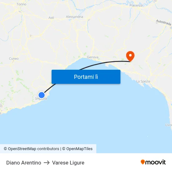 Diano Arentino to Varese Ligure map
