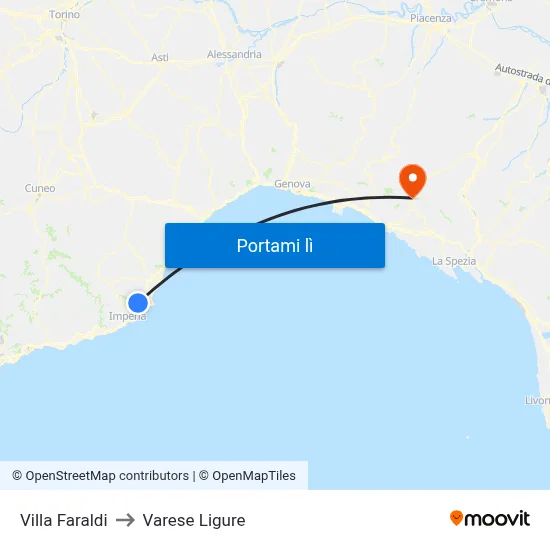 Villa Faraldi to Varese Ligure map