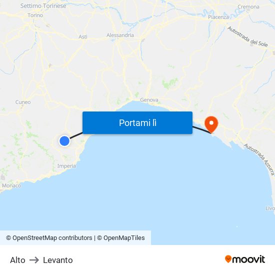 Alto to Levanto map