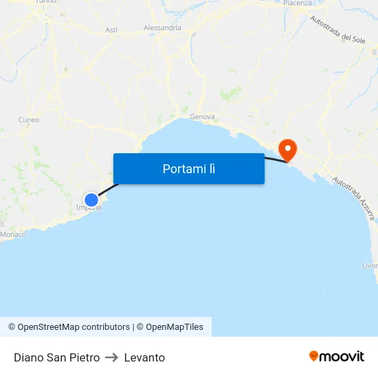 Diano San Pietro to Levanto map