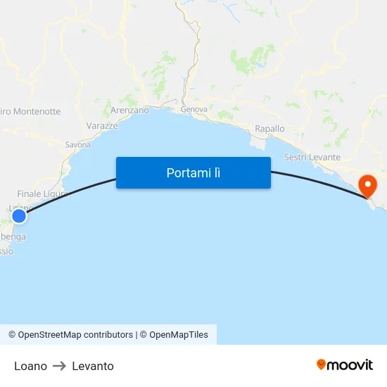Loano to Levanto map