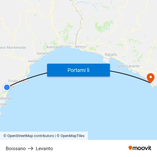 Boissano to Levanto map
