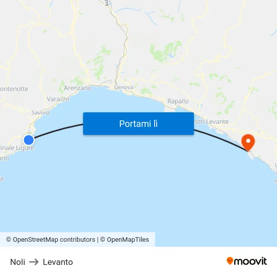 Noli to Levanto map