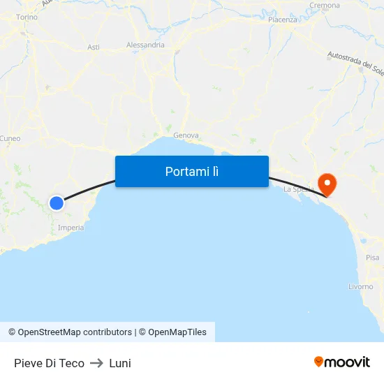 Pieve Di Teco to Luni map