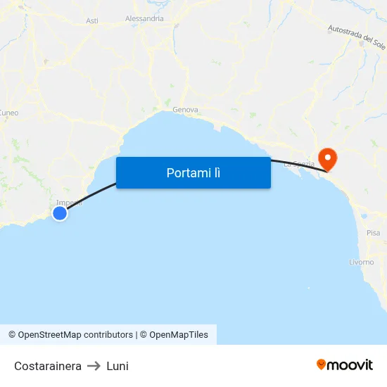 Costarainera to Luni map