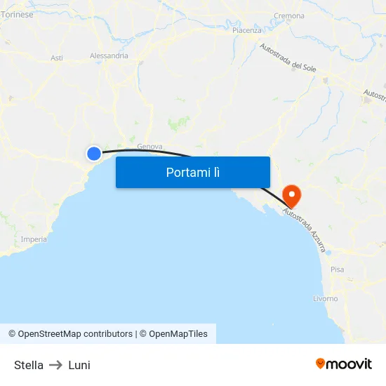 Stella to Luni map