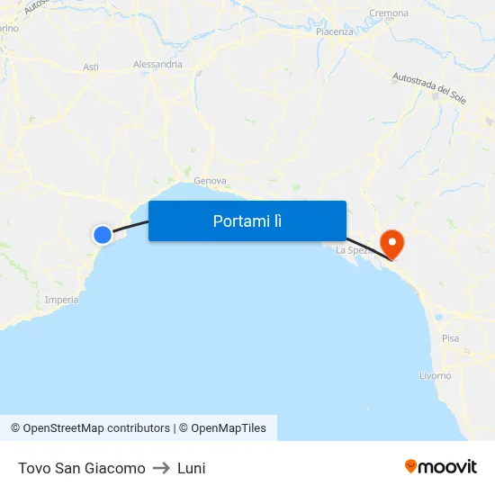 Tovo San Giacomo to Luni map