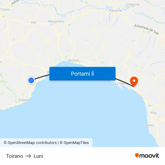 Toirano to Luni map