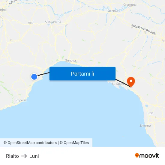 Rialto to Luni map