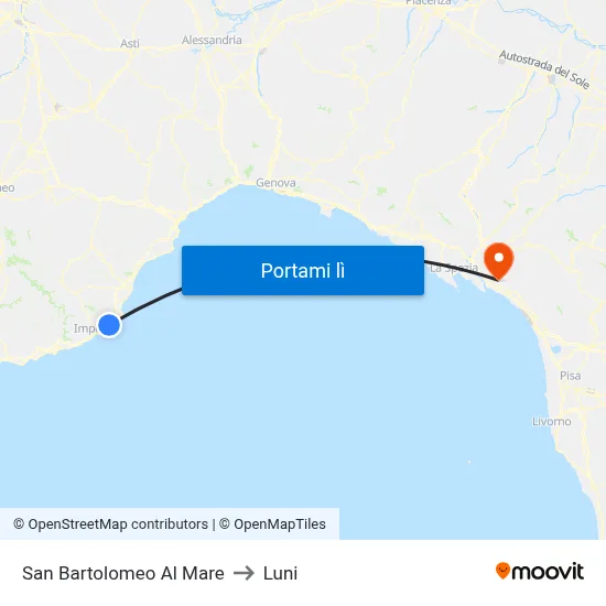 San Bartolomeo Al Mare to Luni map