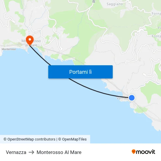 Vernazza to Monterosso Al Mare map