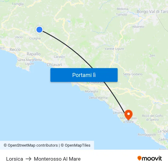 Lorsica to Monterosso Al Mare map