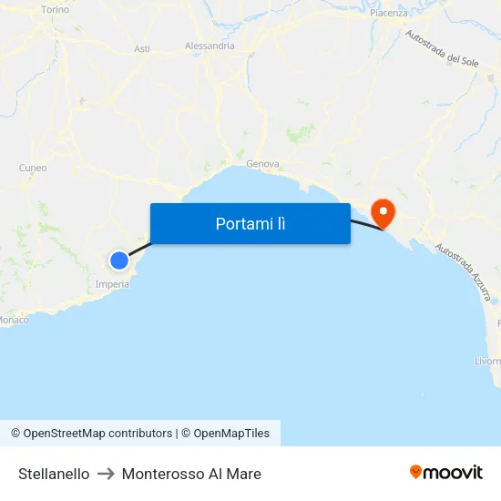 Stellanello to Monterosso Al Mare map