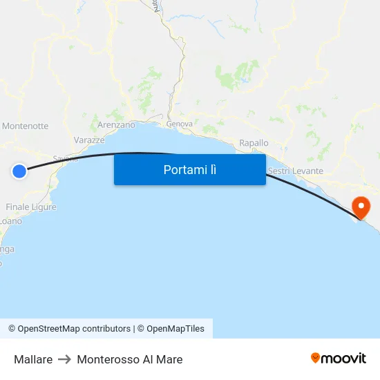 Mallare to Monterosso Al Mare map