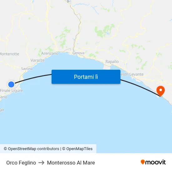 Orco Feglino to Monterosso Al Mare map