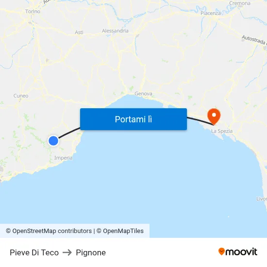 Pieve Di Teco to Pignone map