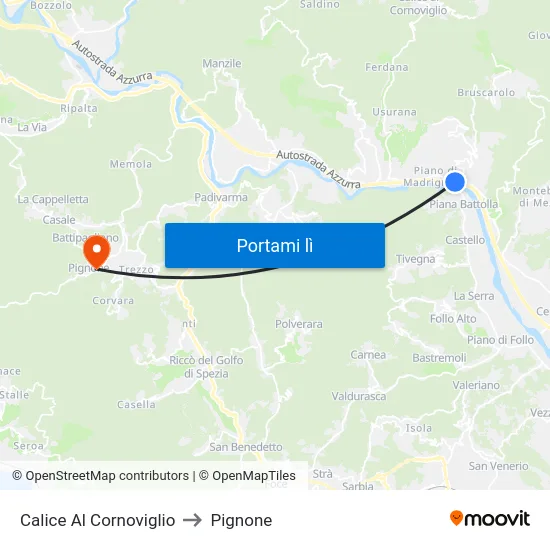 Calice Al Cornoviglio to Pignone map