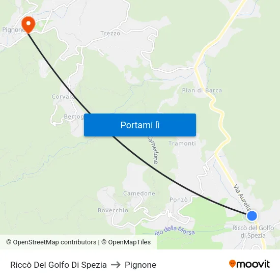 Riccò Del Golfo Di Spezia to Pignone map