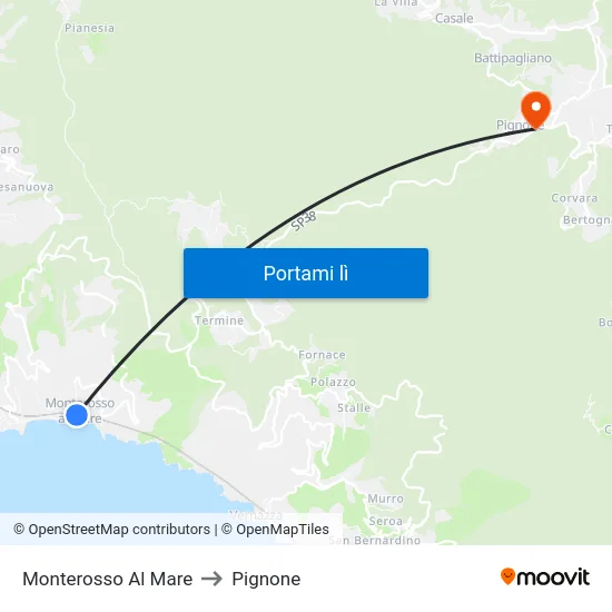 Monterosso Al Mare to Pignone map