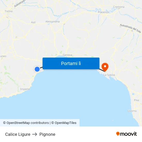 Calice Ligure to Pignone map