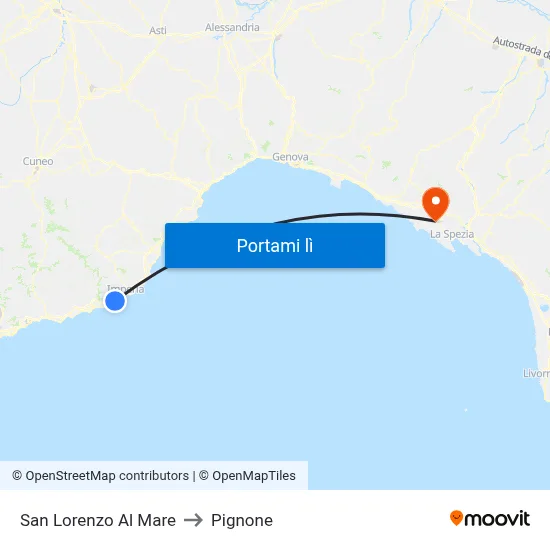 San Lorenzo Al Mare to Pignone map