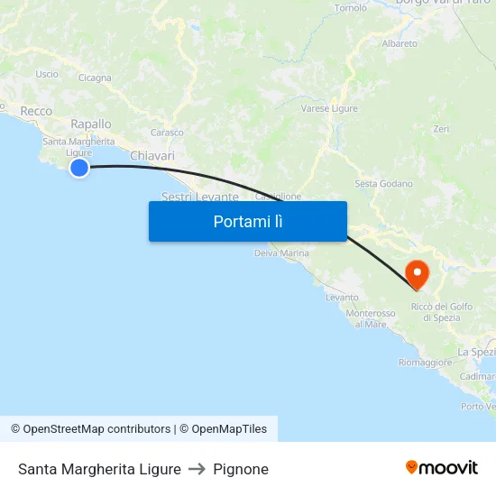 Santa Margherita Ligure to Pignone map