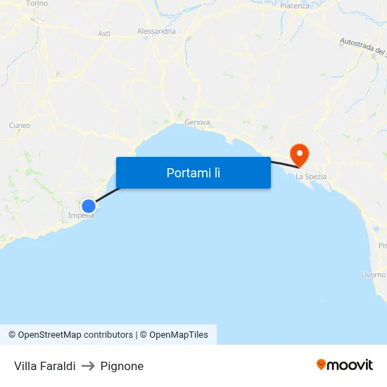 Villa Faraldi to Pignone map