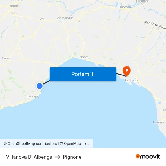 Villanova D' Albenga to Pignone map