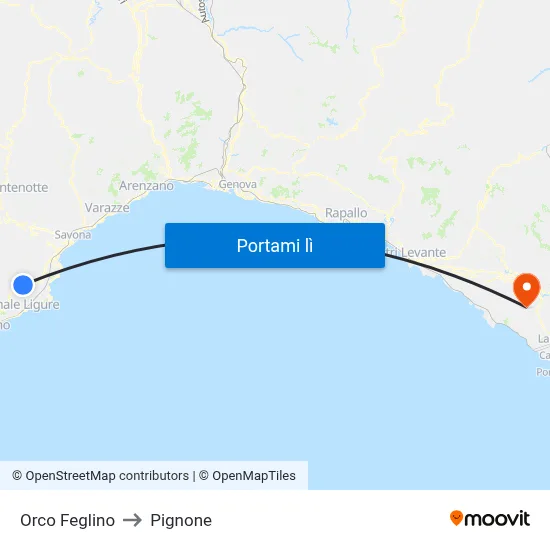 Orco Feglino to Pignone map