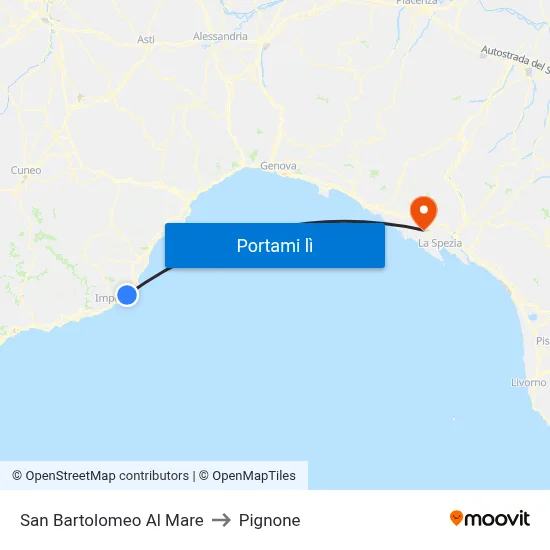 San Bartolomeo Al Mare to Pignone map