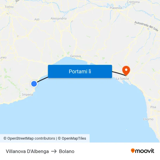 Villanova D'Albenga to Bolano map