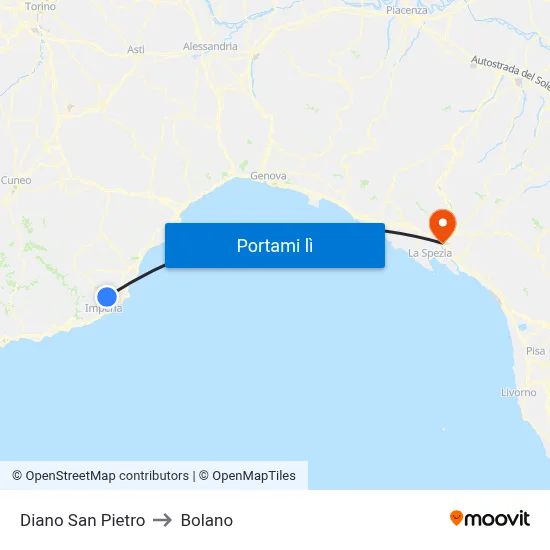 Diano San Pietro to Bolano map