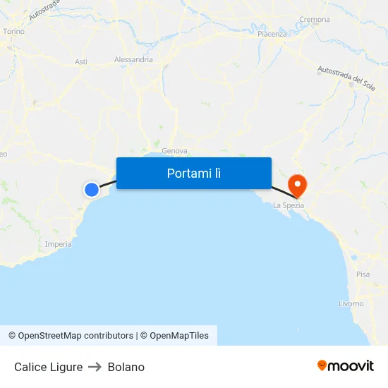Calice Ligure to Bolano map