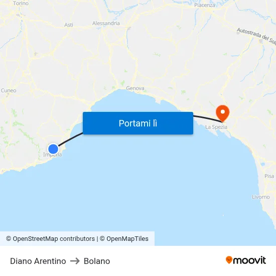 Diano Arentino to Bolano map