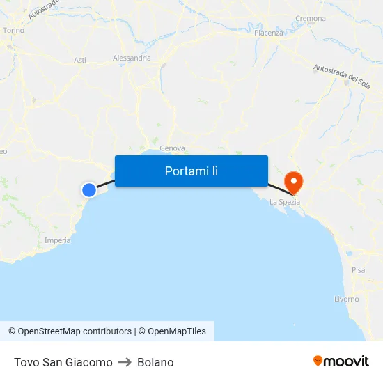 Tovo San Giacomo to Bolano map