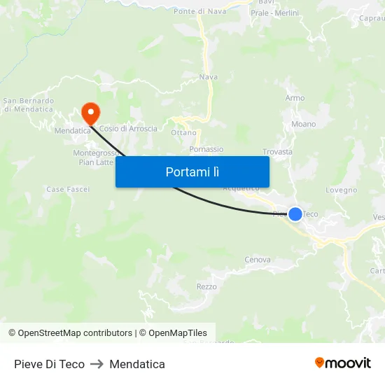 Pieve Di Teco to Mendatica map