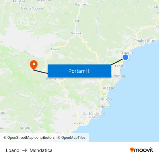 Loano to Mendatica map