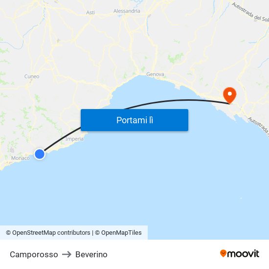 Camporosso to Beverino map