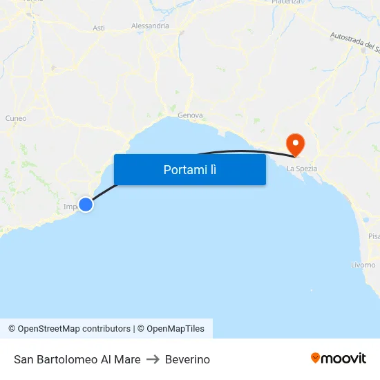 San Bartolomeo Al Mare to Beverino map