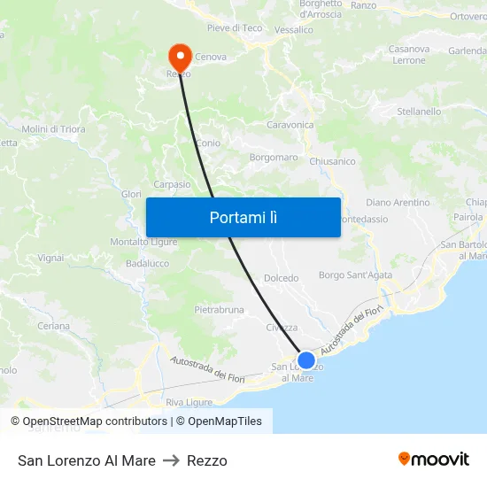 San Lorenzo Al Mare to Rezzo map