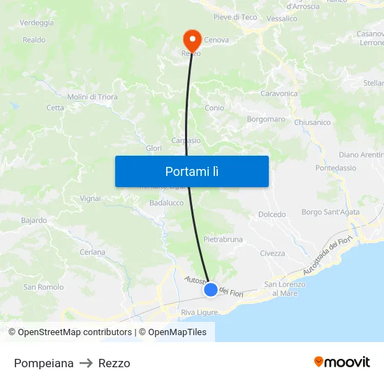 Pompeiana to Rezzo map